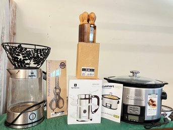 Overly Generous Kitchen Lot-nespresso,cheese Knives, Electric Tea Kettle, Crock Pot, Scissors