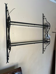 Set Of (2)  Decorative Metal And Glass Wall Shelves