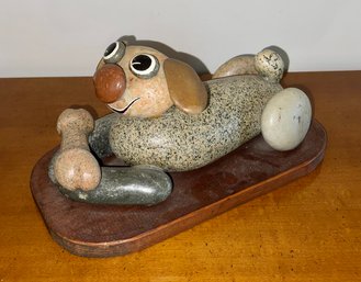 Vintage Abstract Stone/Rock Dog Sculpture