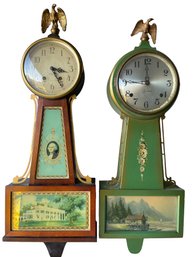 Pair Of Antique Banjo Wall Clocks. 28' Tall.