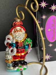 Retired Christopher Radko 2000 Red Hot Santa Glass Ornament With Trademark Gold Star Tag