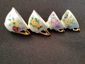 4 Dollhouse Miniature Teacups And Saucers Months Of The Year Japan Tea Cup
