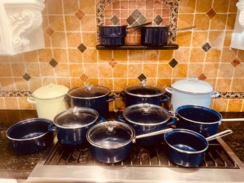 Set Blue Enamel Cookware