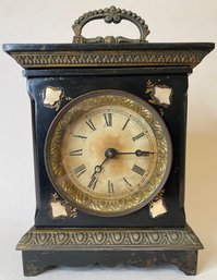 Antique Time & Strike Iron Carriage Clock - MOP Corners - Marked: Patent Applied For
