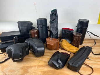 Lot Of 15 Vintage Camera & Lens Cases Empty