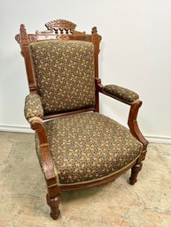 Antique Victorian Oak Upholstered Chair