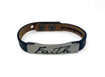 Leather And Steel Faith Bracelet