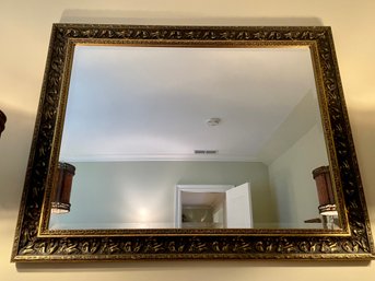 Large Beveled Wall Mirror With Gilt Stylized Frame