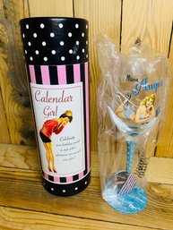 Calendar Girl- Mrs. August Collectible Wine Glass