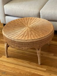 Scalloped Woven Wicker Coffee Table