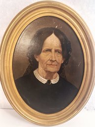 Oval 1800s Portrait Of A Widow Woman