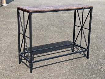 Farmhouse Style Console Table With Wood Look Top And Metal Base (1 Of 2)