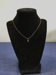 14k Childs Cross Necklace With Pearl 1g