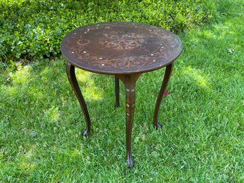 Antique Wooden Table With Mother Of Pearl In Lays