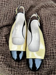 Chanel Patent Leather Two Toned Slingbacks Size 36