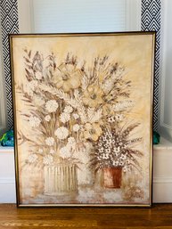 Signed Stephen Kaye (Canadian, 20th Century) Oil On Canvas -Large Mid Century Abstract Flower Oil Painting