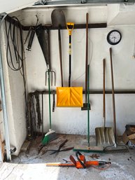 Group Of Outdoor Tools & Brooms
