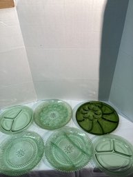 Green Glass China Set