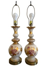 Pair Of Ceramic Decorative 32' Tall Table Lamps.