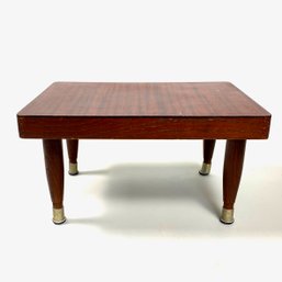 Mid Century Wooden Footstool With Tapered Legs