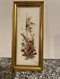 Pressed Flowers With Gold Wood Frame From Austria