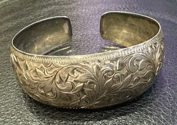 Gorgeous Antique Engraved Sterling Cuff