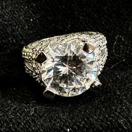 Stunning Sterling CZ Cocktail Ring 6.84 Carats Size 5 ~ Bling! ~