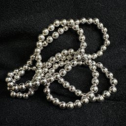 Vintage NAPIER Necklace Strand Of Polished Silver Metal Beads