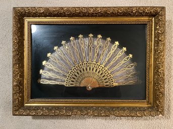 Shadow Box Vintage Lace Fan And Mirror (see Inside)