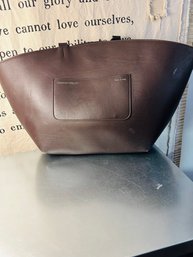 Designer Christian Siriano Large Brown Leather Tote Bag