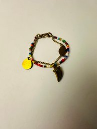 Handmade Kenyan Artisan Jeweler Brass  And Beaded Charm Bracelet