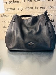 Coach Designer Black Leather Shoulder Bag