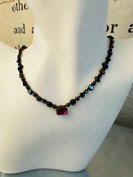 Metal And Jewel Toned Colored Stones Choker Necklace