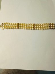 14kt Gold Gorgeoustriple Strand Pearl Bracelet