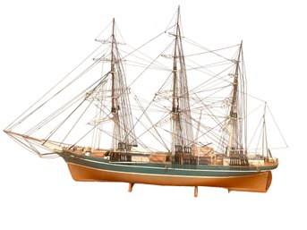 Ship Model With A Glass Case.