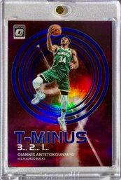 Giannis Antetokounmpo 2022-23 Donruss Optic 'T-MINUS 3...2...1...' Purple Parallel SSP 02/85