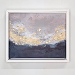 'Glimmer Of Night' - White Framed Embellished Canvas 8x10
