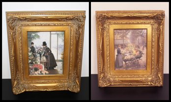 Pair Of Gold Ornate Frames With Prints