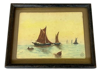 Antique Signed Miniature Watercolor