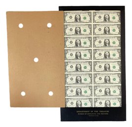 Department Of The Treasury 1981 Uncut Dollar Bill Sheet