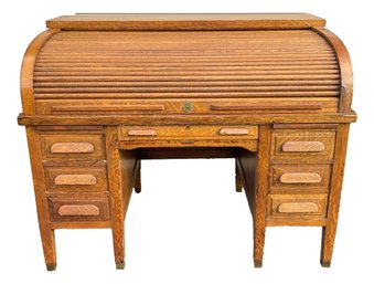 Antique Oak Roll Top Desk By Chas E. Matthews New York (Storage Unit Pickup)