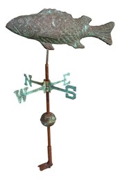 Antique Copper Fish Weathervane With Directional