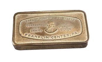 Franklin Mint Sterling Silver Bar 1000 Grains