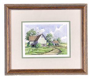 W. Ralph Murray Watercolor Of A Barn Dated 1979
