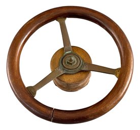 Antique Brass And Wood Ships Wheel