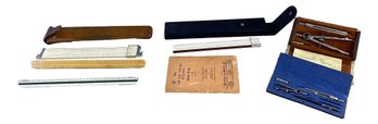 Lot Of Drafting Sets, Slide Rules, And More