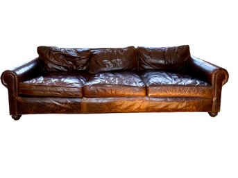 Restoration Hardware Oversized Distressed Leather Sofa. (1)