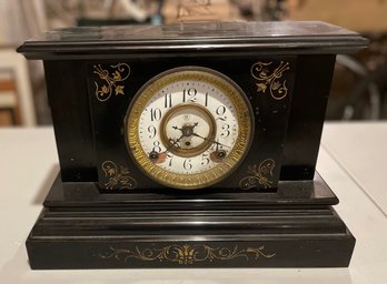 Hand Painted Black Mantle Clock