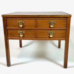 Imperial Furniture Of Grand Rapids, MI Hollywood Regency Campaign Style Walnut End Table, Early Mid 20th C.