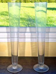 A Pair Of Large Glass Vases By Pottery Barn